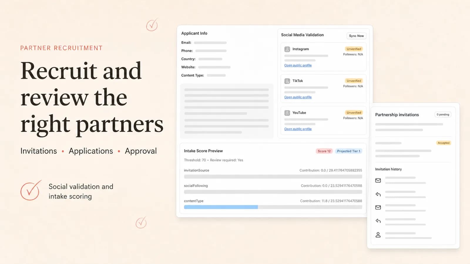 Affilyn partner application review with validation and intake scoring